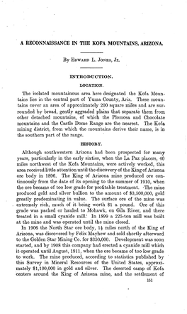 The Isolated Mountainous Area Here Designated the Kofa Moun­ Tains Lies in the Central Part of Yuma County, Ariz