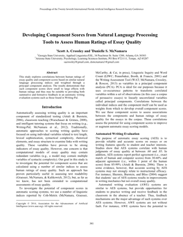 Developing Component Scores from Natural Language Processing Tools to Assess Human Ratings of Essay Quality