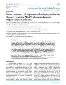 Rictor Promotes Cell Migration and Actin Polymerization Through Regulating ABLIM1 Phosphorylation in Hepatocellular Carcinoma