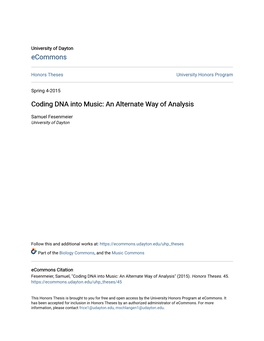 Coding DNA Into Music: an Alternate Way of Analysis