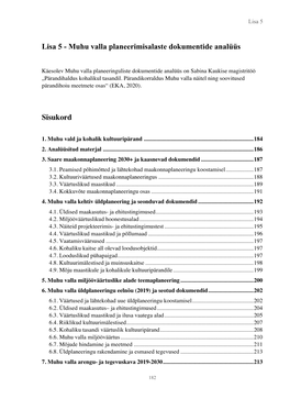 Muhu Valla Planeerimisalaste Dokumentide Analüüs