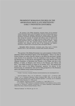 Prominent Romanian Figures on the Aromanian Issue (Late Nineteenth – Early Twentieth Centuries)