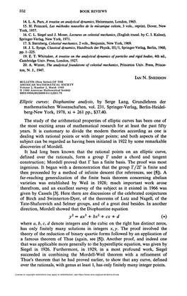 Elliptic Curves: Diophantine Analysis, by Serge Lang, Grundlehren Der Mathematischen Wissenschaften, Vol