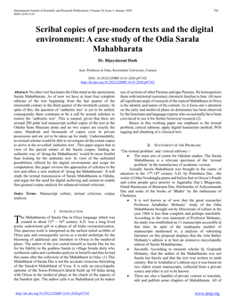 A Case Study of the Odia Sarala Mahabharata