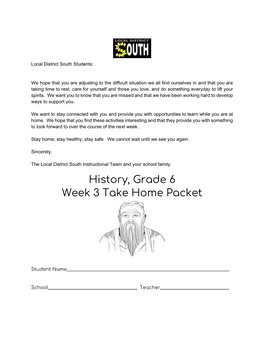 History, Grade 6 Week 3 Take Home Packet