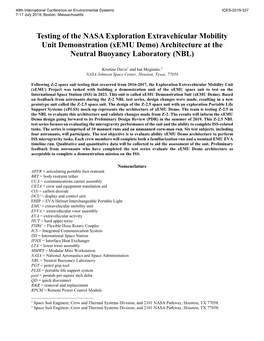 Xemu Demo) Architecture at the Neutral Buoyancy Laboratory (NBL