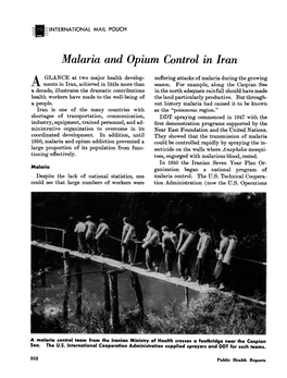 Malaria and Opium Control in Iran