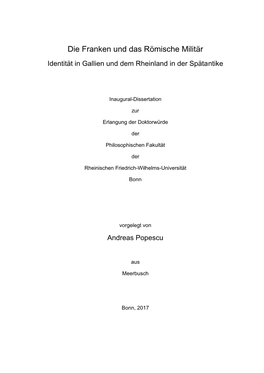 Die Franken Und Das Römische Militär Identität in Gallien Und Dem Rheinland in Der Spätantike