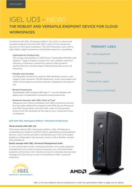 Igel Ud3 - New! the Robust and Versatile Endpoint Device for Cloud Workspaces