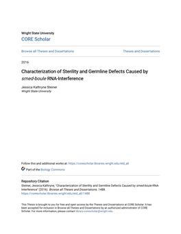 Characterization of Sterility and Germline Defects Caused by Smed-Boule RNA-Interference