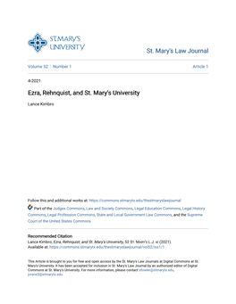 Ezra, Rehnquist, and St. Mary's University