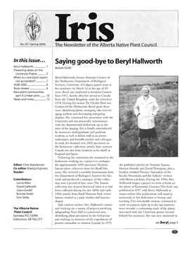 Saying Good-Bye to Beryl Hallworth Beryl Hallworth