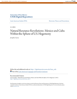 Natural Resource Revolutions: Mexico and Cuba Within the Sphere of U.S