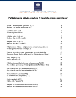 Pohjoismaisia Päivänavauksia / Nordiska Morgonsamlingar