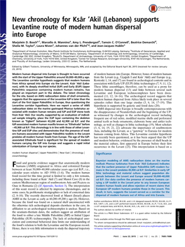 New Chronology for Ksâr 'Akil (Lebanon) Supports Levantine Route