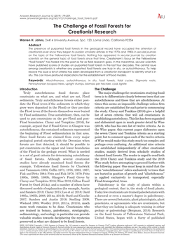 The Challenge of Fossil Forests for Creationist Research