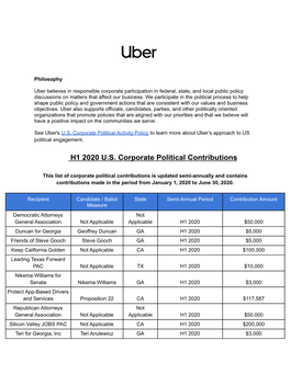 Uber US Political Engagement August 2021