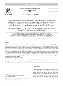 High-Resolution Architecture of Late Holocene Highstand Prodeltaic Deposits from Southern Spain: the Imprint of High-Frequency Climatic and Relative Sea-Level Changes