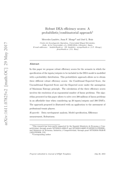 Robust DEA Efficiency Scores: a Probabilistic/Combinatorial Approach