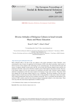 Diverse Attitudes of Religious Cultures in Israel Towards Music and Music Education