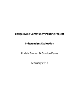 Bougainville Community Policing Project Independent Evaluation