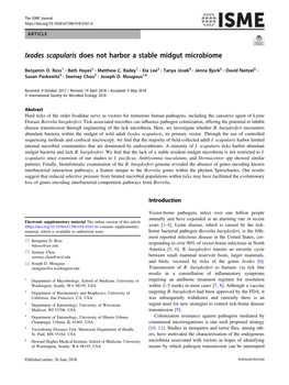 Ixodes Scapularis Does Not Harbor a Stable Midgut Microbiome