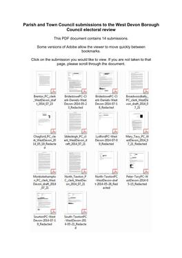 Parish and Town Council Submissions to the West Devon Borough Council Electoral Review