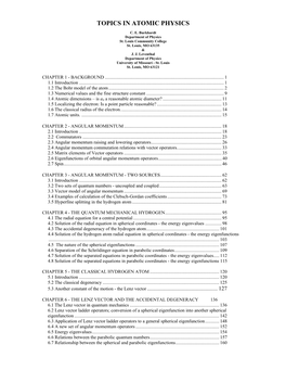 Topics in Atomic Physics