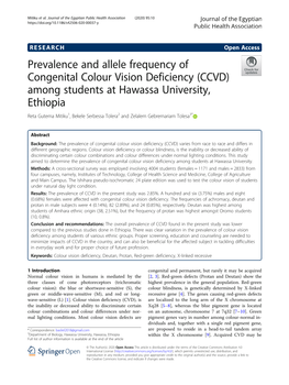 Prevalence and Allele Frequency of Congenital Colour Vision Deficiency