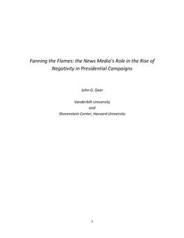 Fanning the Flames: the News Media͛s Role in the Rise of Negativity in Presidential Campaigns