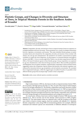 Floristic Groups, and Changes in Diversity and Structure of Trees, in Tropical Montane Forests in the Southern Andes of Ecuador