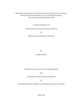 Emergence of Research and Innovation Activities in the Chemical Industry at the Beginning of the Twentieth Century: the Case of Ig Farben and Du Pont