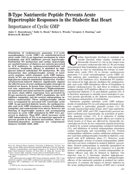 B-Type Natriuretic Peptide Prevents Acute Hypertrophic Responses in the Diabetic Rat Heart Importance of Cyclic GMP Anke C