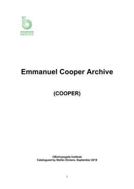 Emmanuel Cooper Archive