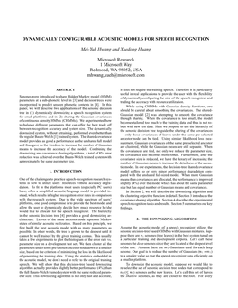 Dynamically Configurable Acoustic Models for Speech Recognition