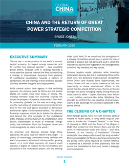 China and the Return of Great Power Strategic Competition Bruce Jones