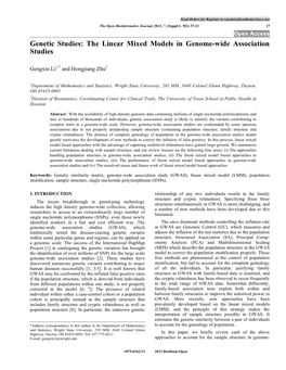 The Linear Mixed Models in Genome-Wide Association Studies