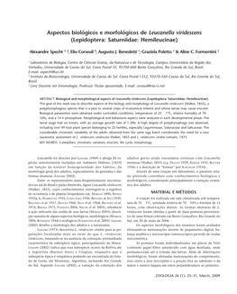 Aspectos Biológicos E Morfológicos De Leucanella Viridescens (Lepidoptera: Saturniidae: Hemileucinae)