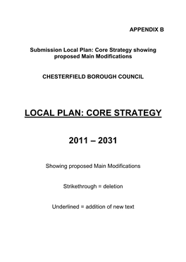 Local Plan: Core Strategy 2011 – 2031