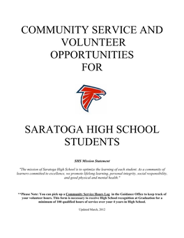 Community Service and Volunteer Opportunities For