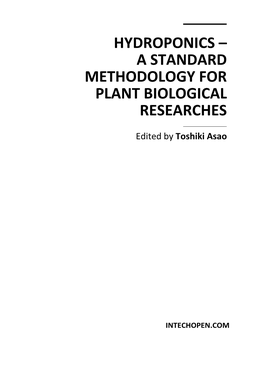 Hydroponics – a Standard Methodology for Plant Biological Researches