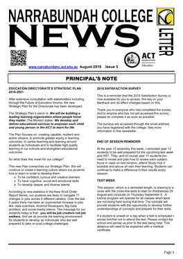 Principal's Note