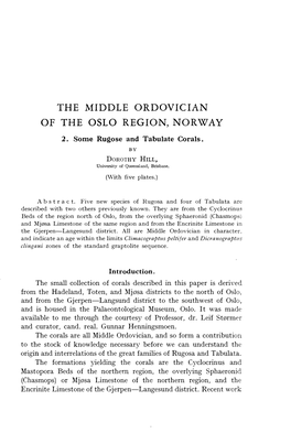 The Middle Ordovician of the Oslo Region, Norway