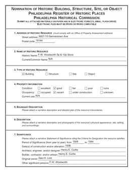 5607-13 Germantown Ave 19144 F.W. Woolworth 5¢ & 10¢ Store N/A N/A 1938 Henry E. Curtis Henry E. Curtis Geo H. Lutz F.W. W