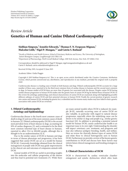 Review Article Genetics of Human and Canine Dilated Cardiomyopathy