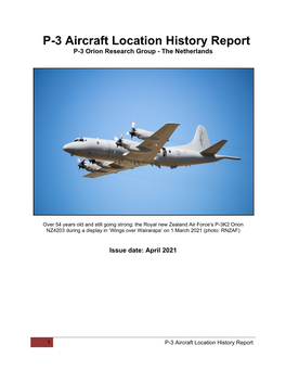 P-3 Aircraft Location History Report P-3 Orion Research Group - the Netherlands