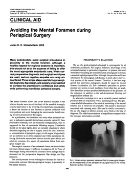 CLINICAL AID Avoiding the Mental Foramen During Periapical Surgery