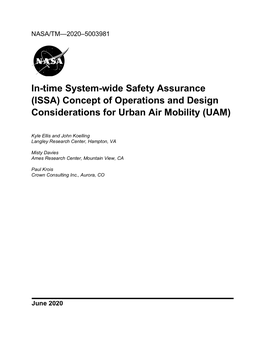 In-Time System-Wide Safety Assurance (ISSA) Concept of Operations and Design Considerations for Urban Air Mobility (UAM)