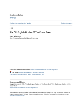 The Old English Riddles of the Exeter Book