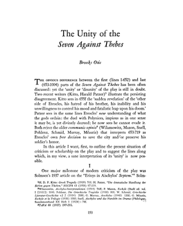 The Unity of the Seven Against Thebes